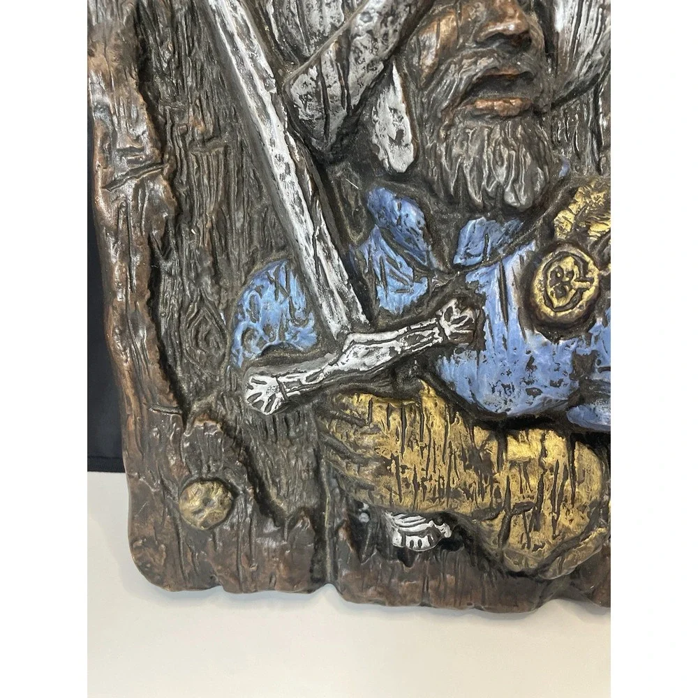 Vanguard Studio Style 3D Spanish Conquistador Faux Wood Carving Plaster Wall Art